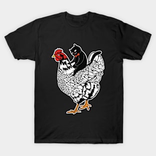 Tuxedo Cat on a Chicken T-Shirt